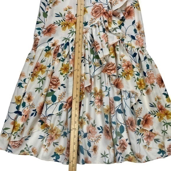 Milk & Honey Ruffle Hi Low Maxi Skirt Sz S Floral Elastic Waist Boho Summer NEW - Picture 7 of 9